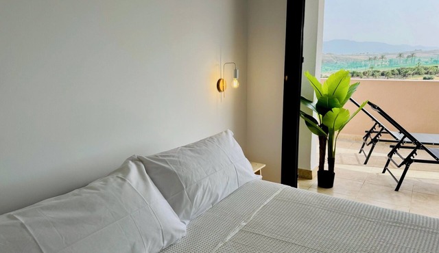 ALTOS DE VERA I- Very large terrace with incredible views of the golf course.